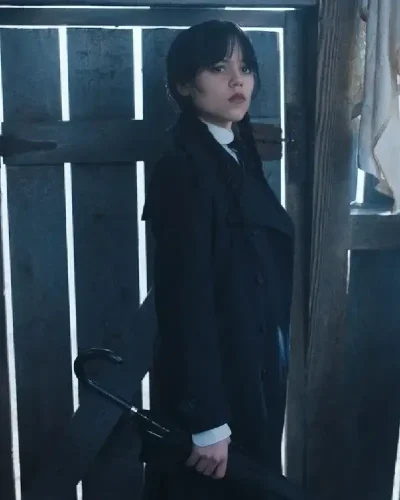 Jenna Ortega Wednesday Black Coat 001