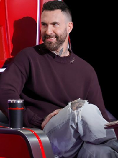 TV Show The Voice S27 Adam Levine Crewneck Sweater - Burgundy