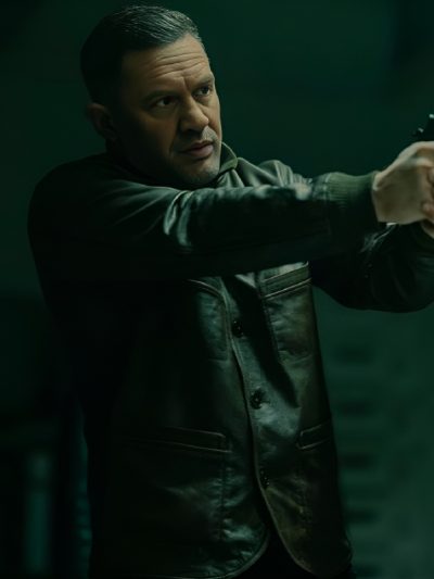 Tom Hardy Film MobLand 2025 Harry Da Souza Black Leather Jacket