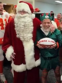 Kansas City Chiefs Coach Andy Reid Red Santa Suit