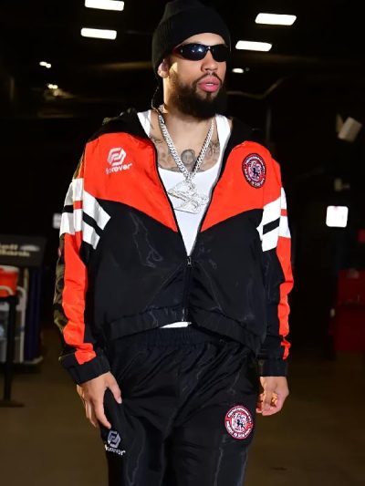 Dillon Brooks Houston Rockets Vs Phoenix Suns Basketball Black and Orange Track Jacket