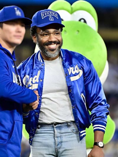 Donald Glover LA Dodgers Blue Satin Jacket