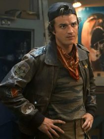 Joe Keery Stranger Things 5 Brown Leather Jacket
