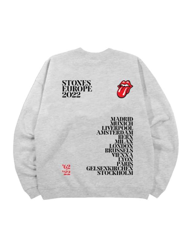 Rolling Stones Sixty Classic Logo Tour Grey Crewneck Rolling Stones Sixty Classic Logo Tour Grey Crewneck