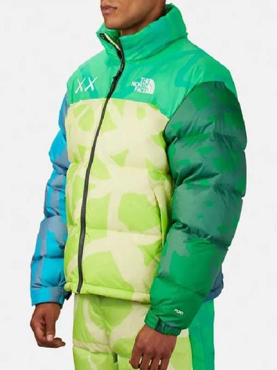 The North Face XX Kaws Mens Retro 1996 Green Nuptse Print Jacket