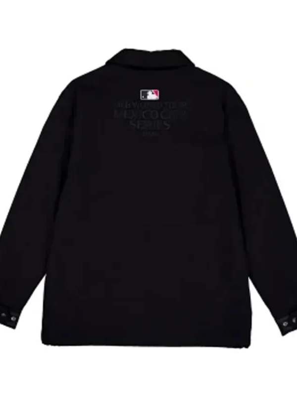 2026 Pro Baseball World Tour Mexico City Series Matchup Black Cotton Jacket for Men and Women 2026 Pro Baseball World Tour Mexico City Series Matchup Black Cotton Jacket for Men and Women