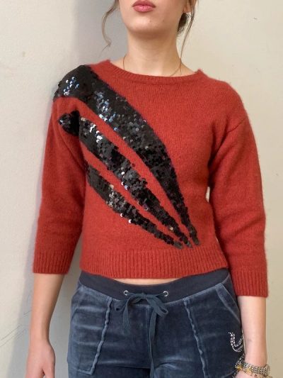 Gossip Girl Season 5 Blake Lively Sequin Red Kitted Sweater