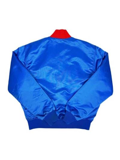 Striped Washington Bullets Full-Snap Blue Satin Jacket