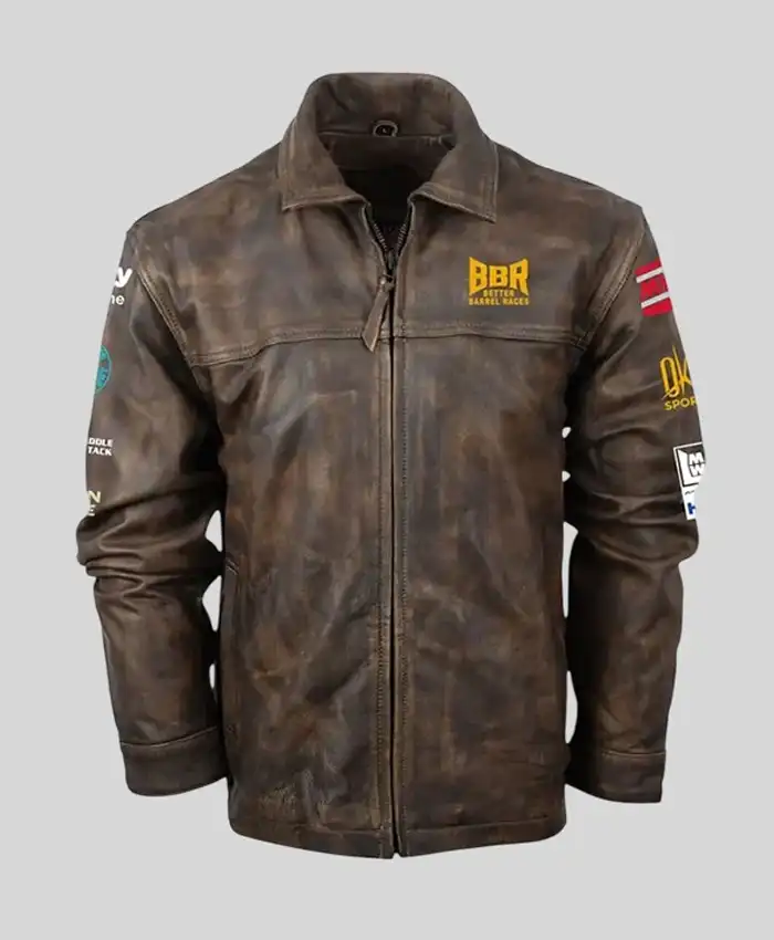 BBR World Finals 2026 Brown Leather Jacket - Distressed Elegance for Fans - Image 1