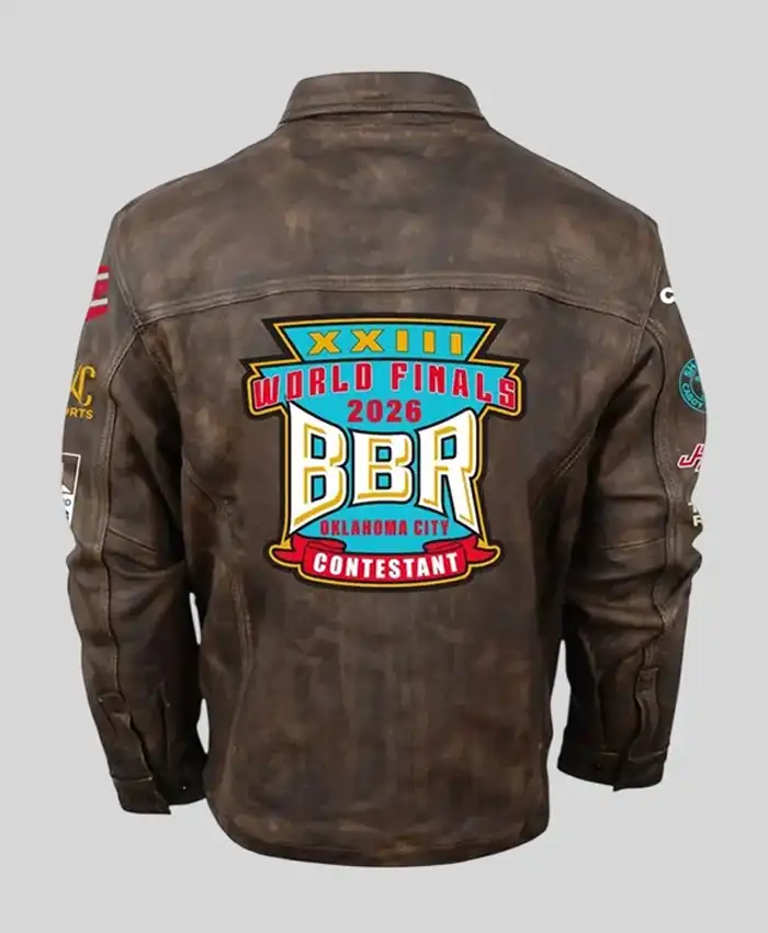 BBR World Finals 2026 Brown Leather Jacket - Distressed Elegance for Fans - Image 2