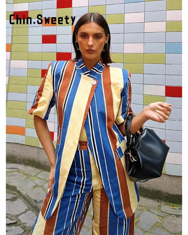 ol_bom_dia_2026_ana_barbosa_multicolor_striped_blazer_2 Olá Bom Dia 2026 Ana Barbosa Multicolor Striped Blazer - Image 2