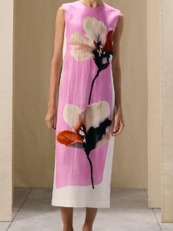 Fátima Lopes Casa Feliz 2026 Pink Print Pleated Dress Fátima Lopes Casa Feliz 2026 Pink Print Pleated Dress
