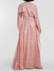 The Social 2026 Greta Gerwig Pink Cape Gown
