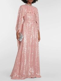 The Social 2026 Greta Gerwig Pink Cape Gown