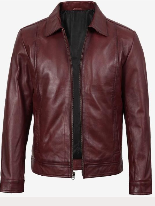 Men’s Burgundy Harrington Leather Jacket Men’s Burgundy Harrington Leather Jacket