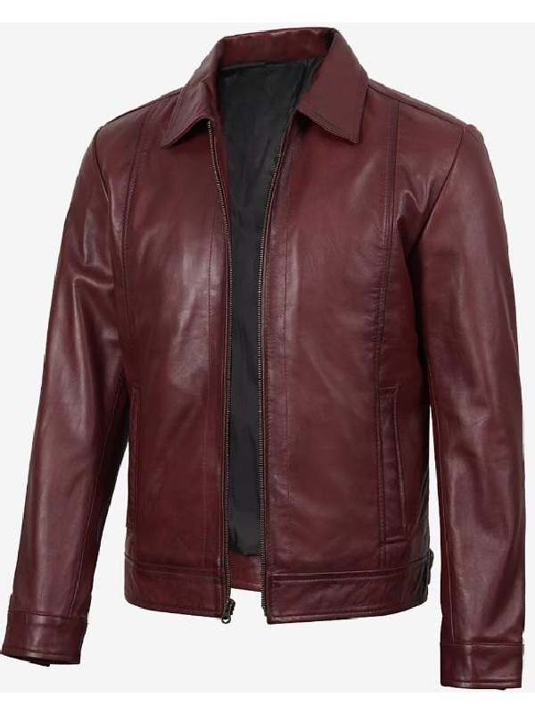 Recreation - Classic Burgundy Leather Harrington Jacket Recreation - Classic Burgundy Leather Harrington Jacket
