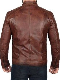 Men’s Brown Distressed Leather Biker Jacket