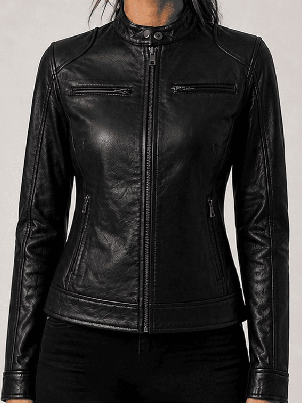 Women’s Black Leather Cafe Racer Biker Jacket Women’s Black Leather Cafe Racer Biker Jacket
