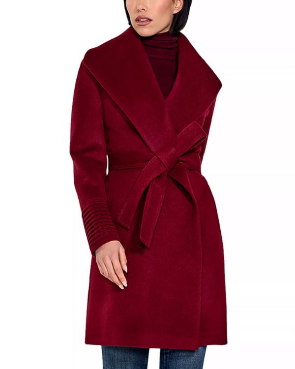 My Life With The Walter Boys S02 Sarah Rafferty Maroon Wrap Coat - Image 3