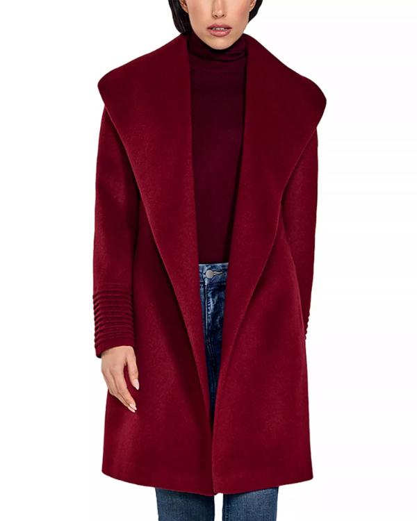 My Life With The Walter Boys S02 Sarah Rafferty Maroon Wrap Coat - Image 4