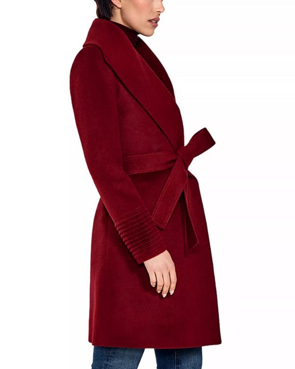 My Life With The Walter Boys S02 Sarah Rafferty Maroon Wrap Coat - Image 5