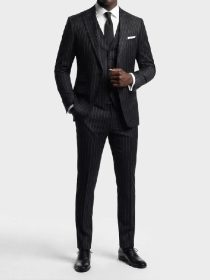 1920s Black Pinstripe 3-Piece Suit