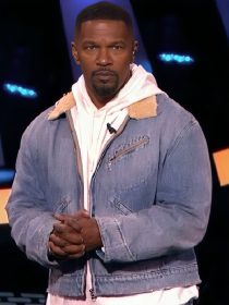 Beat Shazam Jamie Foxx Corduroy Collar Denim Zip Jacket