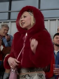 Juno Temple Ted Lasso S04 Red Faux Fur Hooded Jacket