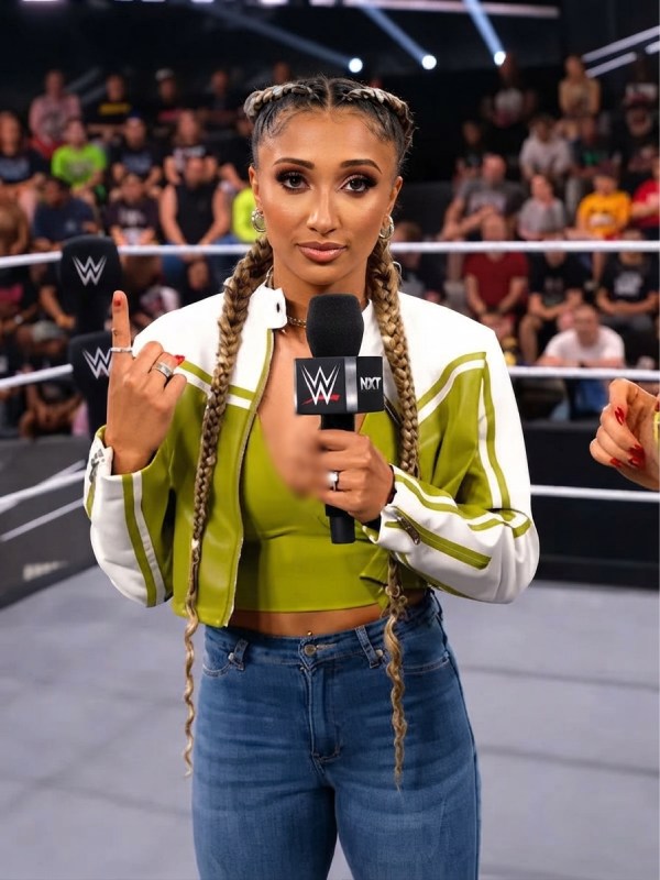 Kelani Jordan WWE NXT Cropped Moto Jacket Kelani Jordan WWE NXT Cropped Moto Jacket
