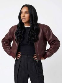 Lizzy Mathis Honest Renovations S04 Burgundy Leather Jacket