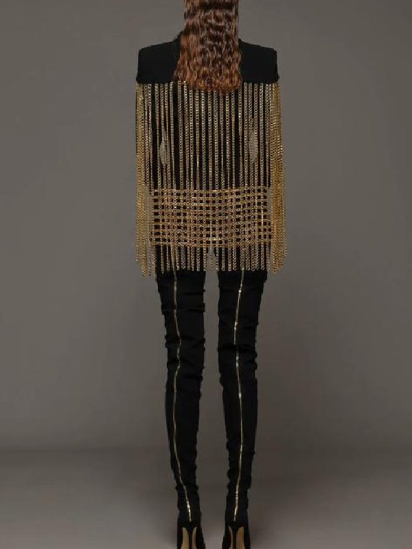 Mary Cosby Real Housewives Ultimate Girls Trip Black Chained Blazer Mary Cosby Real Housewives Ultimate Girls Trip Black Chained Blazer