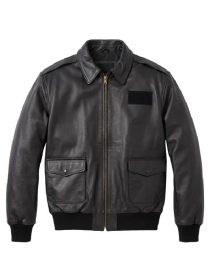 Men’s Black Aviator USAF Leather Bomber Jacket
