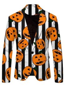 Pumpkin Black and White Striped Blazer
