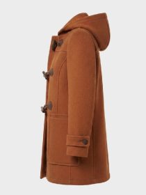 Women’s Rust Brown Hooded Duffle Wool Coat