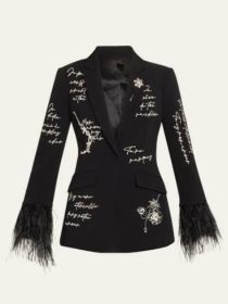 Vanderpump Rules Lisa Las Vegas S01 Black Printed Fur Cuff Blazer