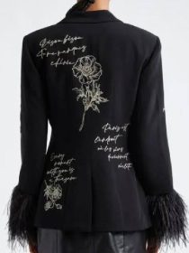 Vanderpump Rules Lisa Las Vegas S01 Black Printed Fur Cuff Blazer