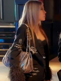 Vanderpump Rules Lisa Las Vegas S01 Black Printed Fur Cuff Blazer